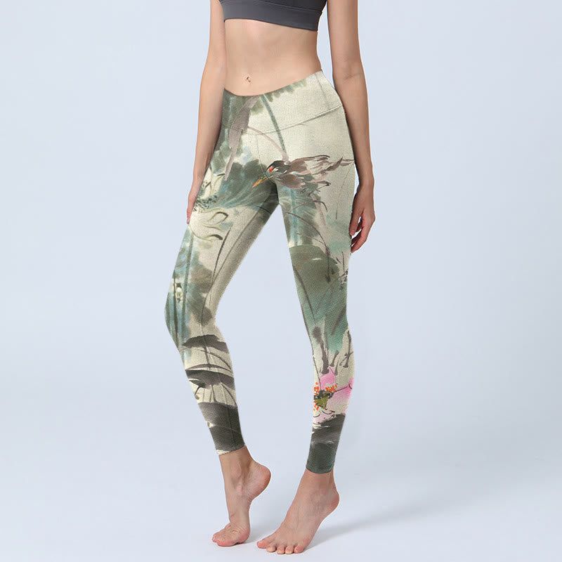 Pantalon de yoga pour femme avec imprimé Buddha Stones - Beige - US18，UK/AU22，EU50 (4XL) - image 1