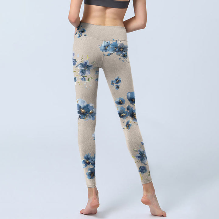Pantalon de yoga pour femme avec leggings de gymnastique à fleurs bleu foncé Buddha Stones - image 7