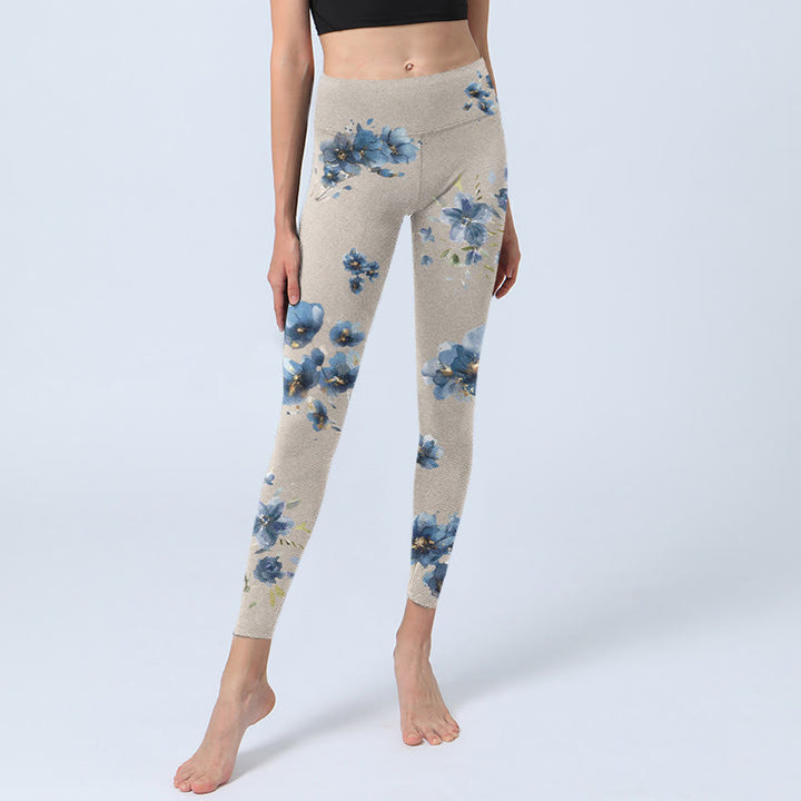 Pantalon de yoga pour femme avec leggings de gymnastique à fleurs bleu foncé Buddha Stones - image 6