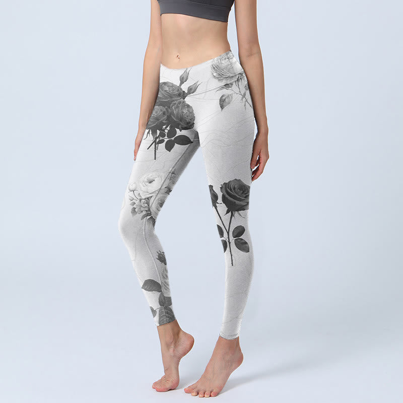 Pantalon de yoga pour femme avec leggings de gym Buddha Stones noir et blanc - Blanc - US18，UK/AU22，EU50 (4XL) - image 1