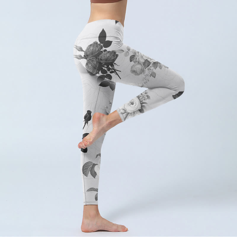 Pantalon de yoga pour femme avec leggings de gym Buddha Stones noir et blanc - image 4