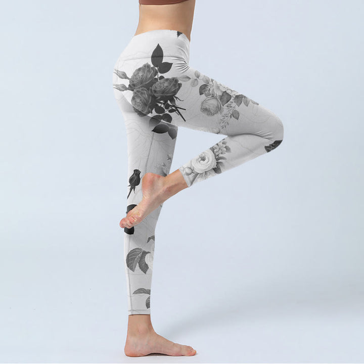 Pantalon de yoga pour femme avec leggings de gym Buddha Stones noir et blanc - image 4