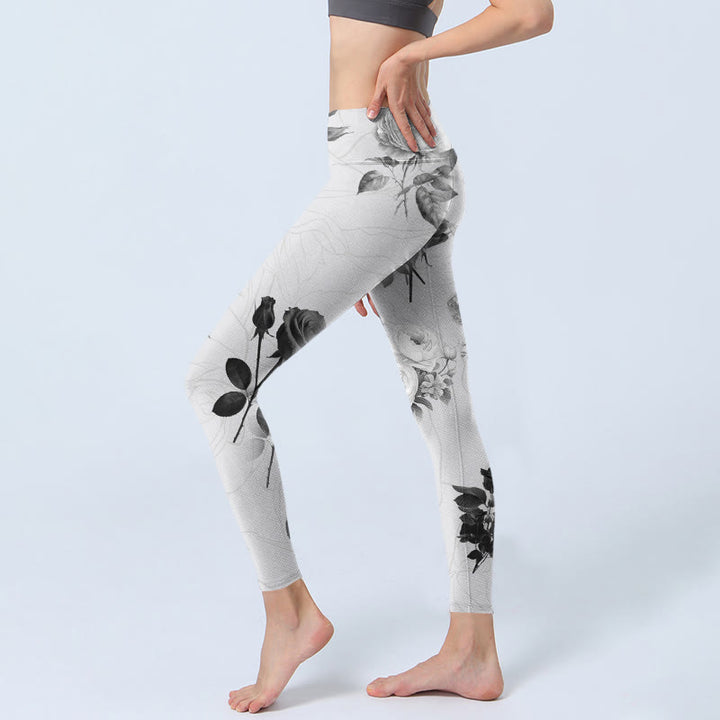Pantalon de yoga pour femme avec leggings de gym Buddha Stones noir et blanc - image 3