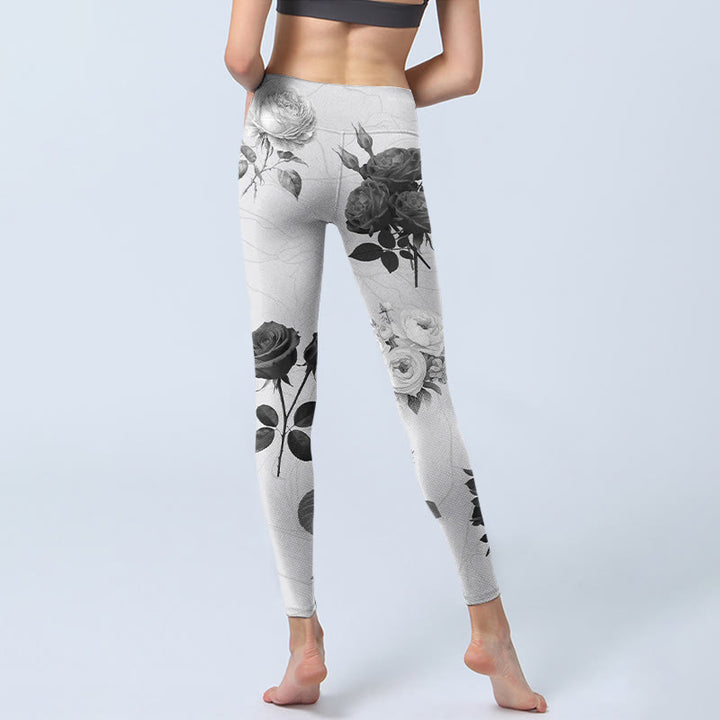 Pantalon de yoga pour femme avec leggings de gym Buddha Stones noir et blanc - image 7