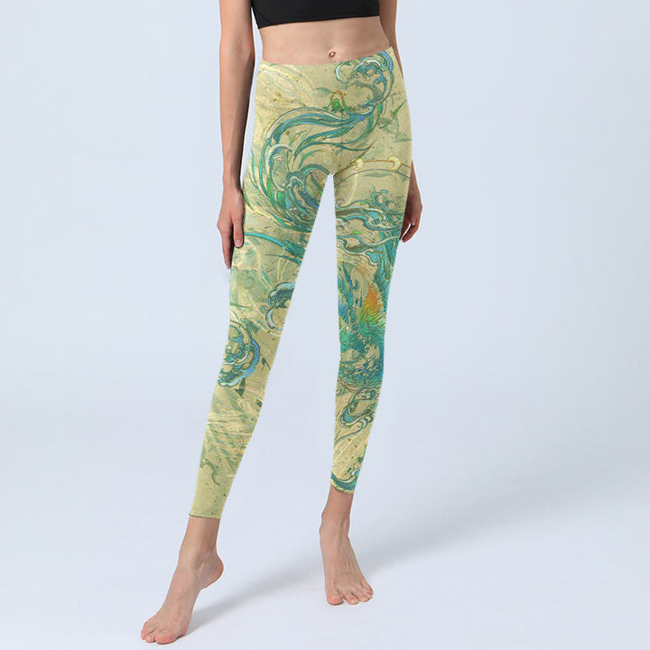 Pantalon de yoga pour femme Buddha Stones Blue-green Phoenix Gym Leggings - image 6