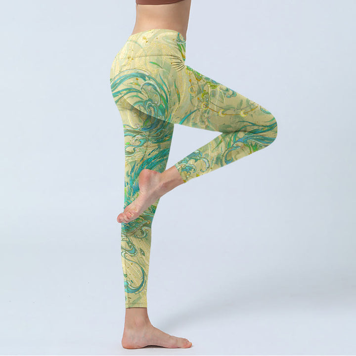 Pantalon de yoga pour femme Buddha Stones Blue-green Phoenix Gym Leggings - image 4