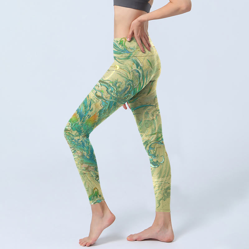 Pantalon de yoga pour femme Buddha Stones Blue-green Phoenix Gym Leggings - image 3