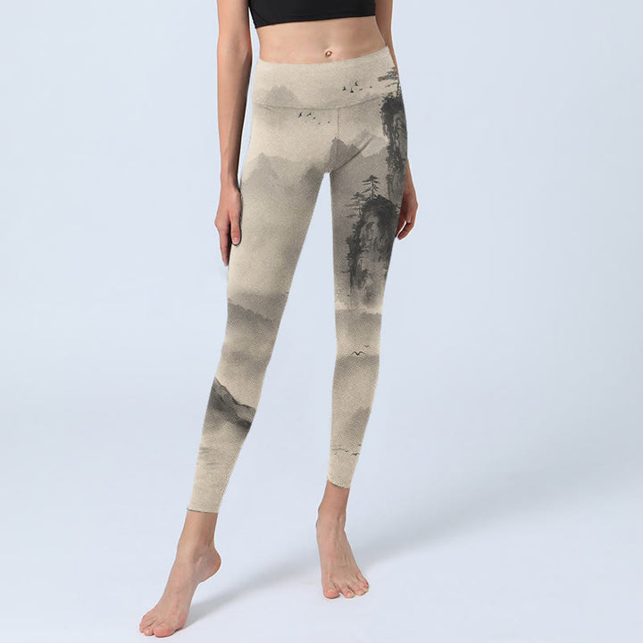 Buddha Stones Montagnes Enveloppées Dans La Brume Wild Goose Gym Leggings Pantalons De Yoga Pour Femmes - image 5