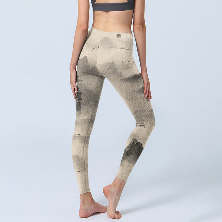 Buddha Stones Montagnes Enveloppées Dans La Brume Wild Goose Gym Leggings Pantalons De Yoga Pour Femmes - image 4