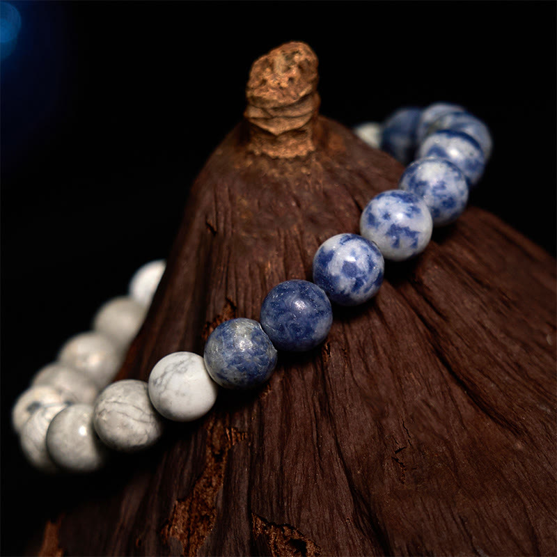 Bracelet Intuition en Buddha Stones Sodalite Jaspe Picasso Turquoise Blanche