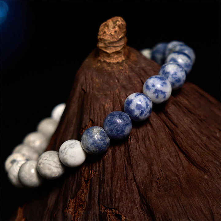 Bracelet Intuition en Buddha Stones Sodalite Jaspe Picasso Turquoise Blanche