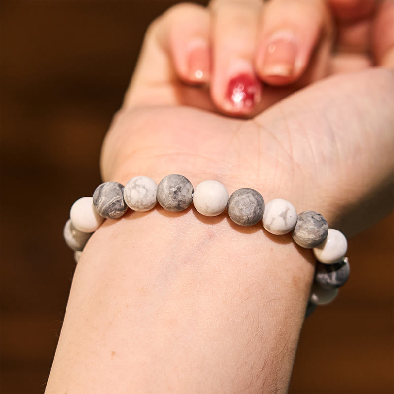 Bracelet Courage en Jaspe Picasso Blanc Turquoise Buddha Stones - image 2