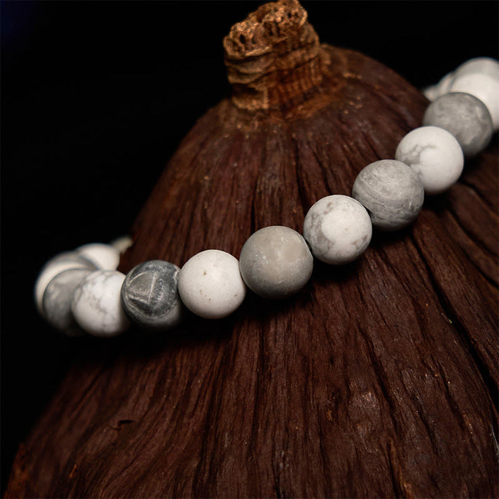 Bracelet Courage en Jaspe Picasso Blanc Turquoise Buddha Stones - image 3