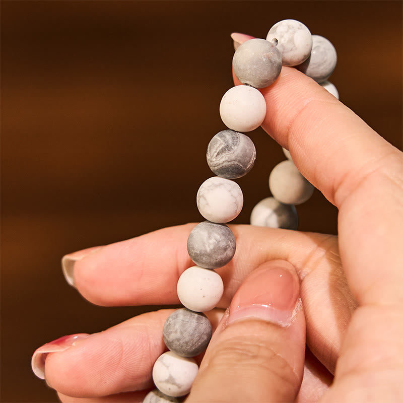 Bracelet Courage en Jaspe Picasso Blanc Turquoise Buddha Stones - image 4