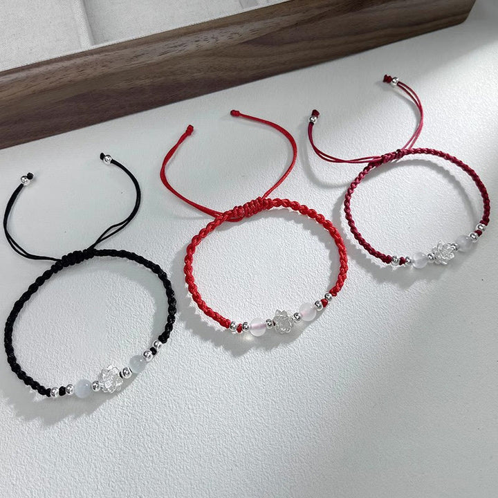 Bracelet de protection en argent sterling 999 avec perles œil de chat et lotus Buddha Stones