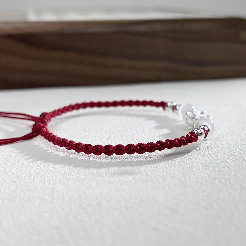 Bracelet de protection en argent sterling 999 avec perles œil de chat et lotus Buddha Stones
