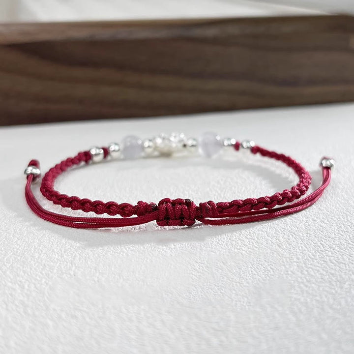 Bracelet de protection en argent sterling 999 avec perles œil de chat et lotus Buddha Stones