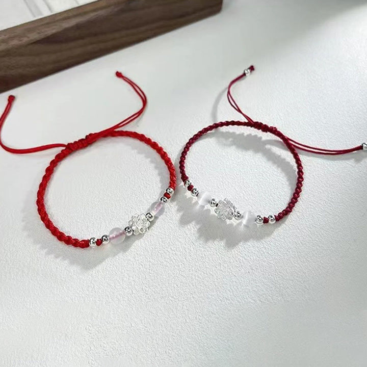 Bracelet de protection en argent sterling 999 avec perles œil de chat et lotus Buddha Stones