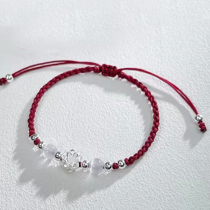 Bracelet de protection en argent sterling 999 avec perles œil de chat et lotus Buddha Stones