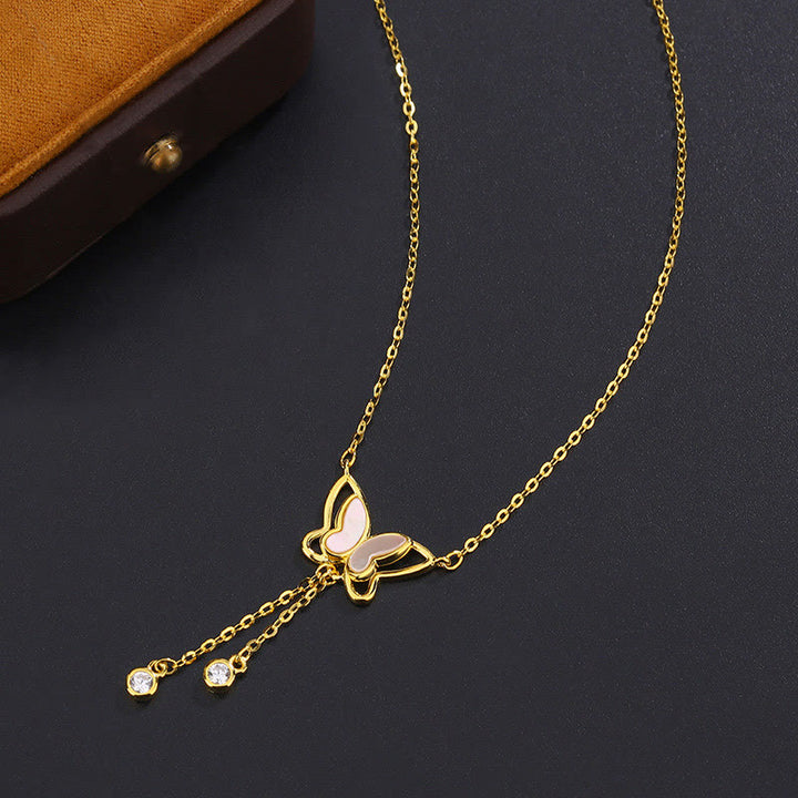 Collier pendentif papillon calme en argent sterling 999 avec pierre Tridacna de Buddha Stones