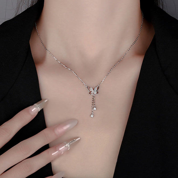 Collier pendentif papillon calme en argent sterling 999 avec pierre Tridacna de Buddha Stones