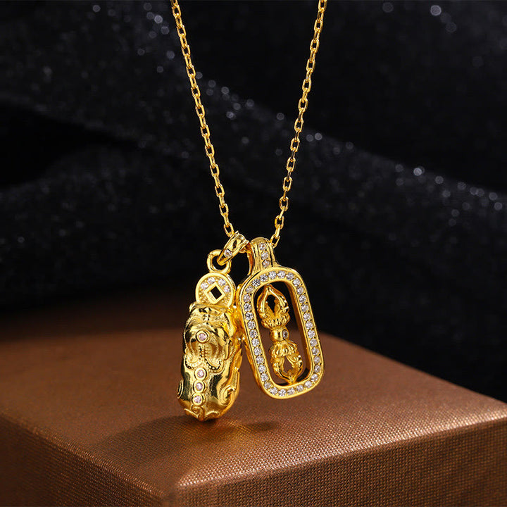 Buddha Stones Vajra Wealth - PiXiu Vajra doré en argent sterling 999 - image 1