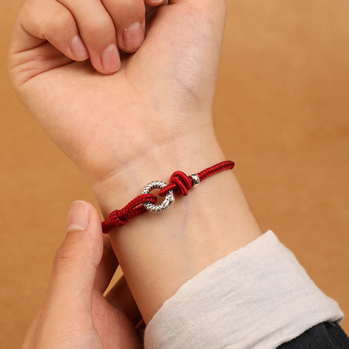 Bracelet porte-bonheur en argent sterling 999 avec boucle de paix de l'année du dragon et Buddha Stones