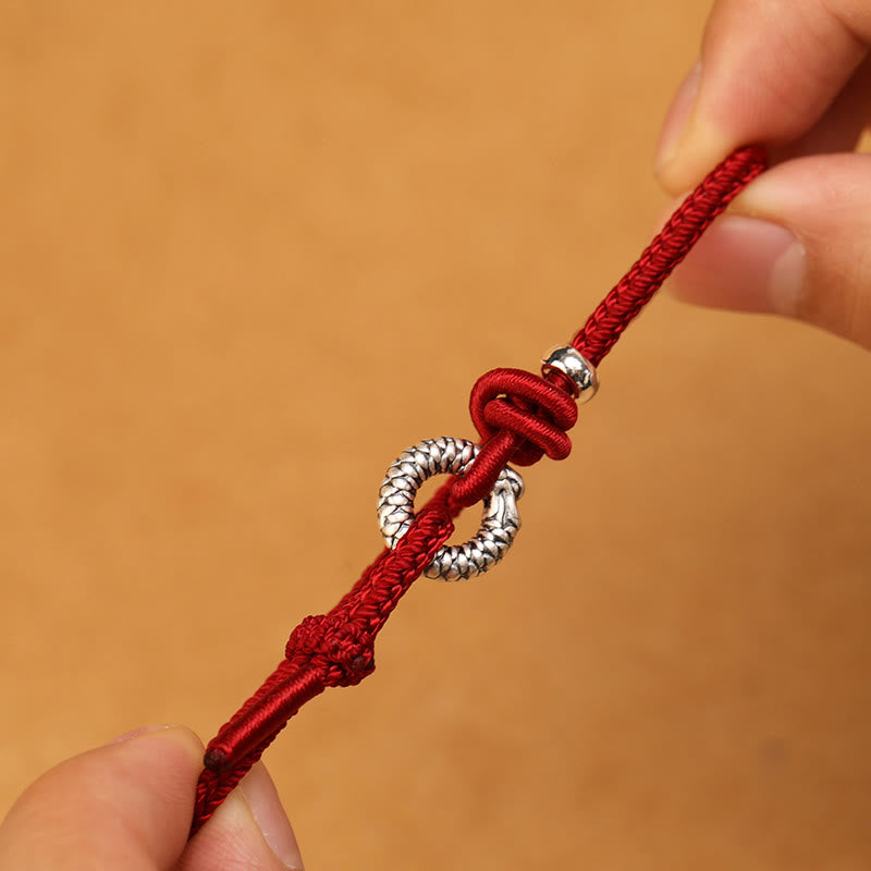 Bracelet porte-bonheur en argent sterling 999 avec boucle de paix de l'année du dragon et Buddha Stones