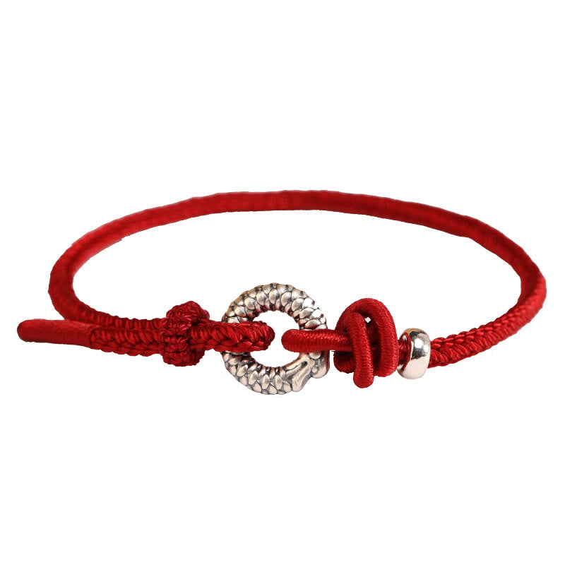 Bracelet porte-bonheur en argent sterling 999 avec boucle de paix de l'année du dragon et Buddha Stones