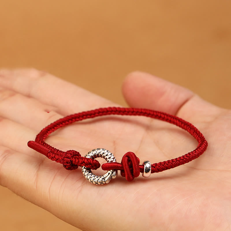 Bracelet porte-bonheur en argent sterling 999 avec boucle de paix de l'année du dragon et Buddha Stones