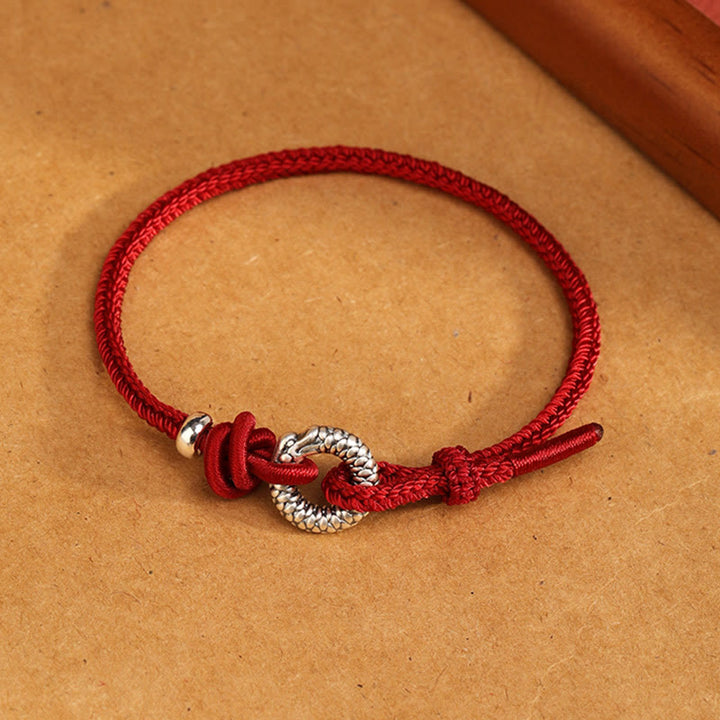 Bracelet porte-bonheur en argent sterling 999 avec boucle de paix de l'année du dragon et Buddha Stones