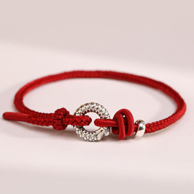 Bracelet porte-bonheur en argent sterling 999 avec boucle de paix de l'année du dragon et Buddha Stones