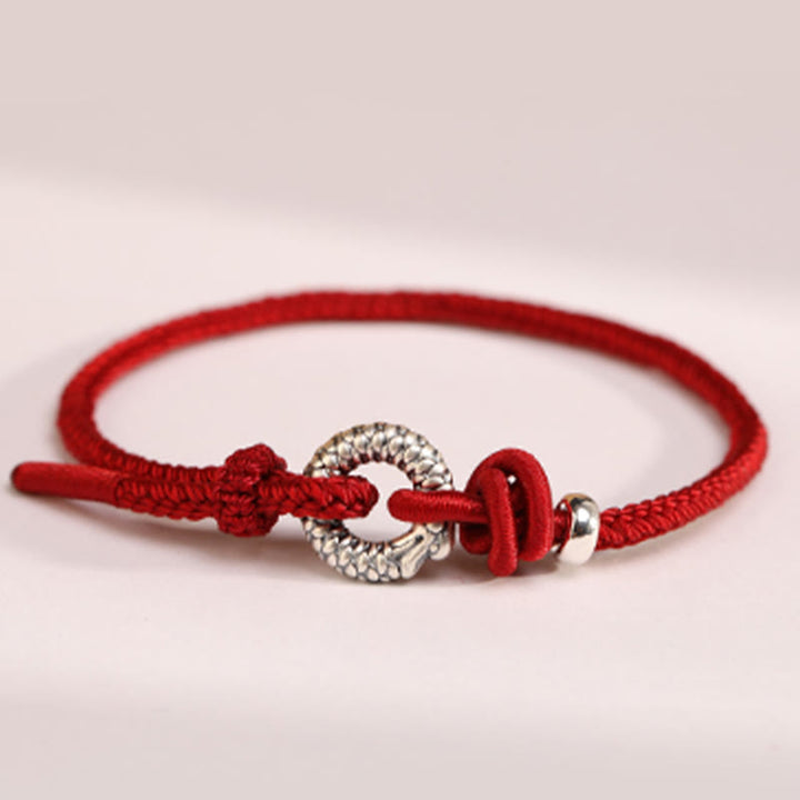 Bracelet porte-bonheur en argent sterling 999 avec boucle de paix de l'année du dragon et Buddha Stones