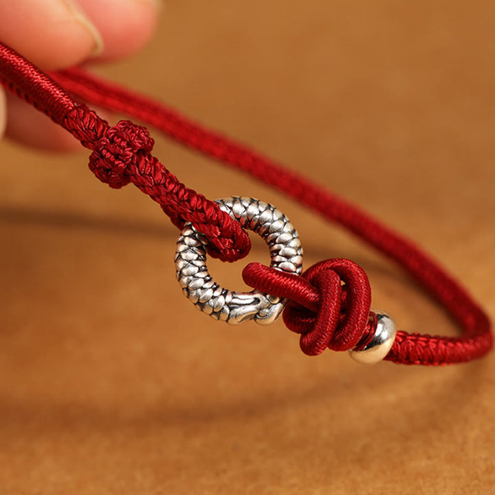 Bracelet porte-bonheur en argent sterling 999 avec boucle de paix de l'année du dragon et Buddha Stones