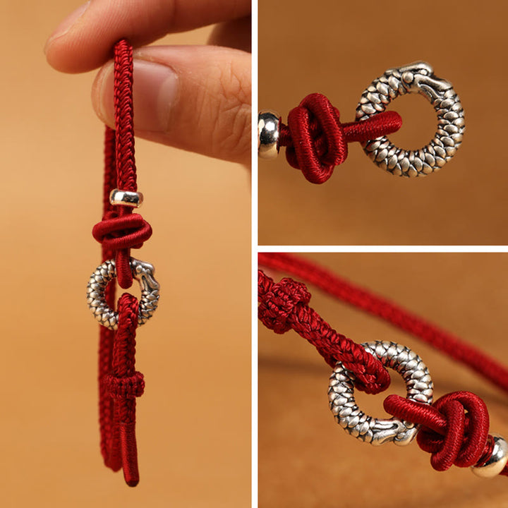Bracelet porte-bonheur en argent sterling 999 avec boucle de paix de l'année du dragon et Buddha Stones