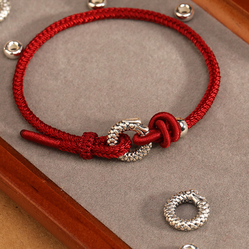 Bracelet porte-bonheur en argent sterling 999 avec boucle de paix de l'année du dragon et Buddha Stones