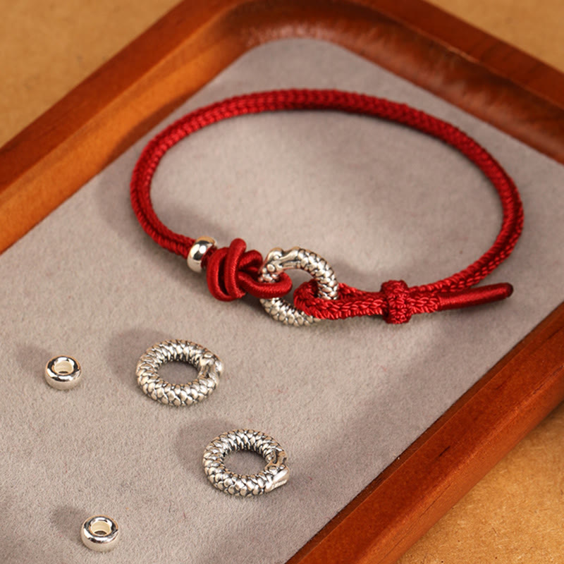 Bracelet porte-bonheur en argent sterling 999 avec boucle de paix de l'année du dragon et Buddha Stones