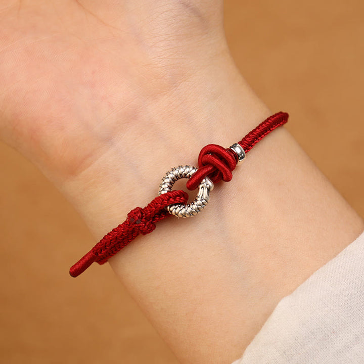 Bracelet porte-bonheur en argent sterling 999 avec boucle de paix de l'année du dragon et Buddha Stones