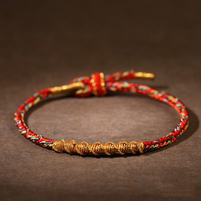 Bracelet en corde tressée fait main avec Buddha Stones du zodiaque chinois, porte-bonheur et force. - Lapin rouge (Tour de poignet 14-17 cm) - image 0