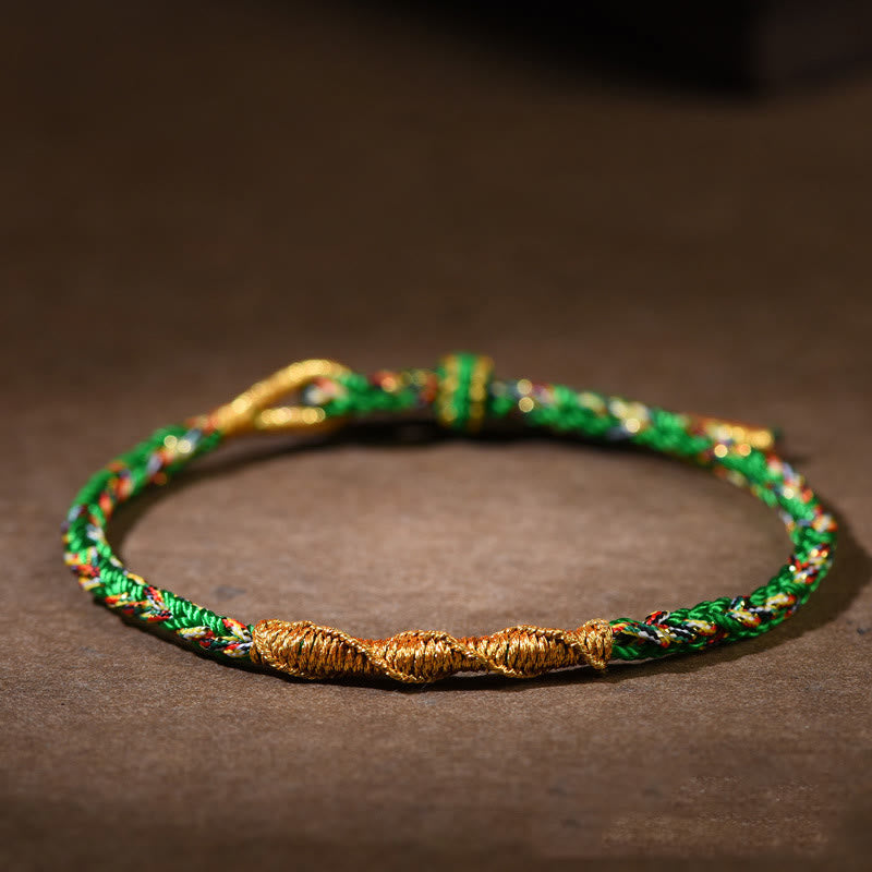 Bracelet en corde tressée fait main avec Buddha Stones du zodiaque chinois, porte-bonheur et force. - Bœuf vert/Tigre (Tour de poignet 14-17 cm) - image 11