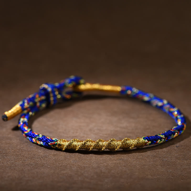 Bracelet en corde tressée fait main avec Buddha Stones du zodiaque chinois, porte-bonheur et force. - Blue-Rat (Tour de poignet 14-17 cm) - image 10