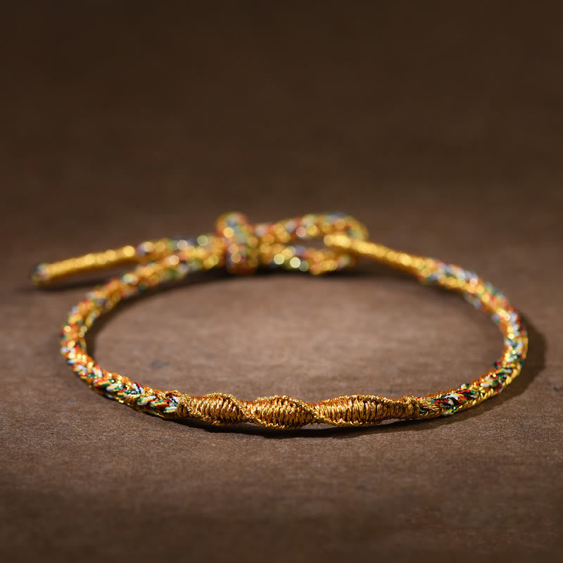 Bracelet en corde tressée fait main avec Buddha Stones du zodiaque chinois, porte-bonheur et force. - Dragon/Serpent jaune (Tour de poignet 14-17 cm) - image 3