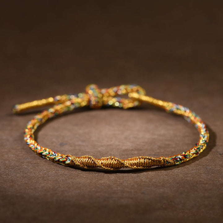 Bracelet en corde tressée fait main avec Buddha Stones du zodiaque chinois, porte-bonheur et force. - Dragon/Serpent jaune (Tour de poignet 14-17 cm) - image 3