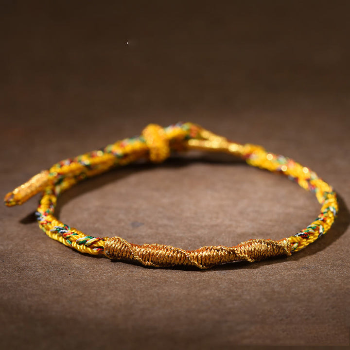 Bracelet en corde tressée fait main avec Buddha Stones du zodiaque chinois, porte-bonheur et force. - Chèvre dorée/Singe (Tour de poignet 14-17 cm) - image 13