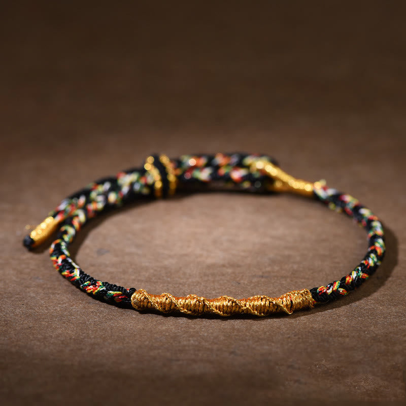 Bracelet en corde tressée fait main avec Buddha Stones du zodiaque chinois, porte-bonheur et force. - Coq noir (Tour de poignet 14-17 cm) - image 14
