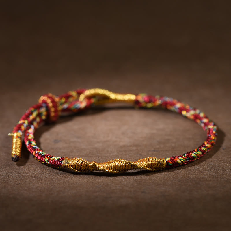 Bracelet en corde tressée fait main avec Buddha Stones du zodiaque chinois, porte-bonheur et force. - Rouge foncé - Chien/Cochon (Tour de poignet 14-17 cm) - image 15