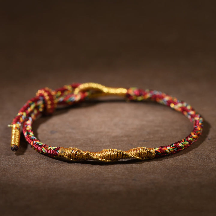 Bracelet en corde tressée fait main avec Buddha Stones du zodiaque chinois, porte-bonheur et force. - Rouge foncé - Chien/Cochon (Tour de poignet 14-17 cm) - image 15