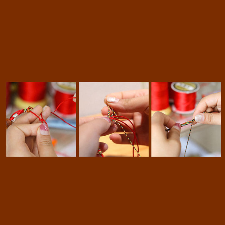 Bracelet en corde rouge avec perles de boulier en jade et Buddha Stones