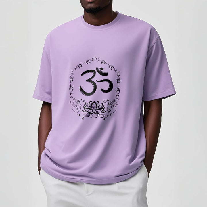 T-shirt en coton avec croquis de Buddha Stones OM Lotus - image 17