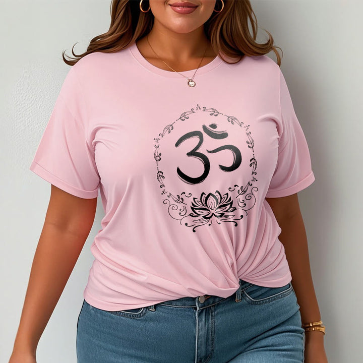 T-shirt en coton avec croquis de Buddha Stones OM Lotus - image 15